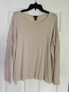 Rue21 Ribbed Scoop Neck Top - Cream